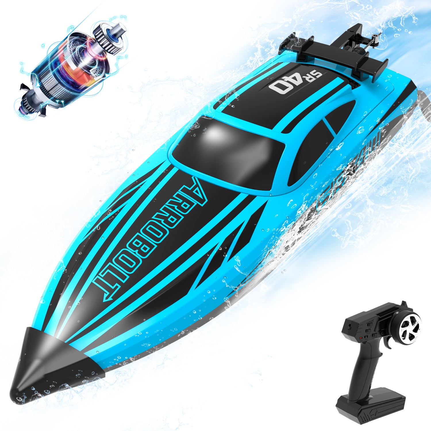 VOLANTEXRC Arrobolt SR40 Brushless 30+MPH Fast RC Boat, High Speed RC Boat for Adults (79705-blue)-EXHOBBY LIMITED.