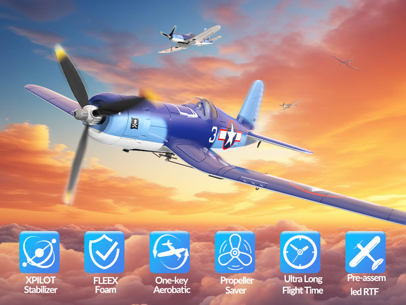 VOLANTEXRC Corsair F4U V2 (RTF) 4CH 400mm ワンキー曲技飛行 (15.7 インチ) 76108