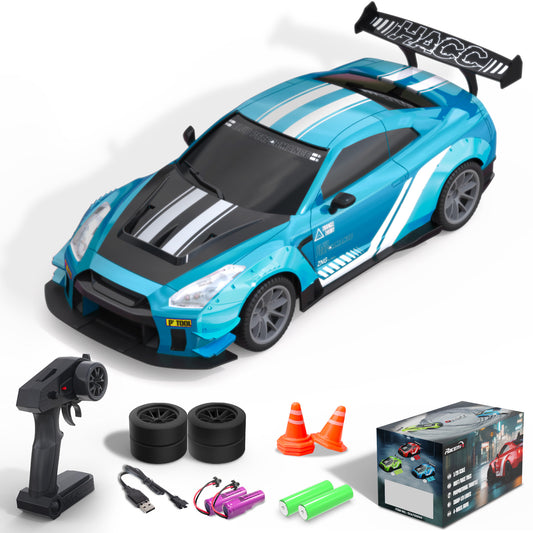 Racent 1:20 RCドリフトカー4WD、LEDライト、2バッテリー青