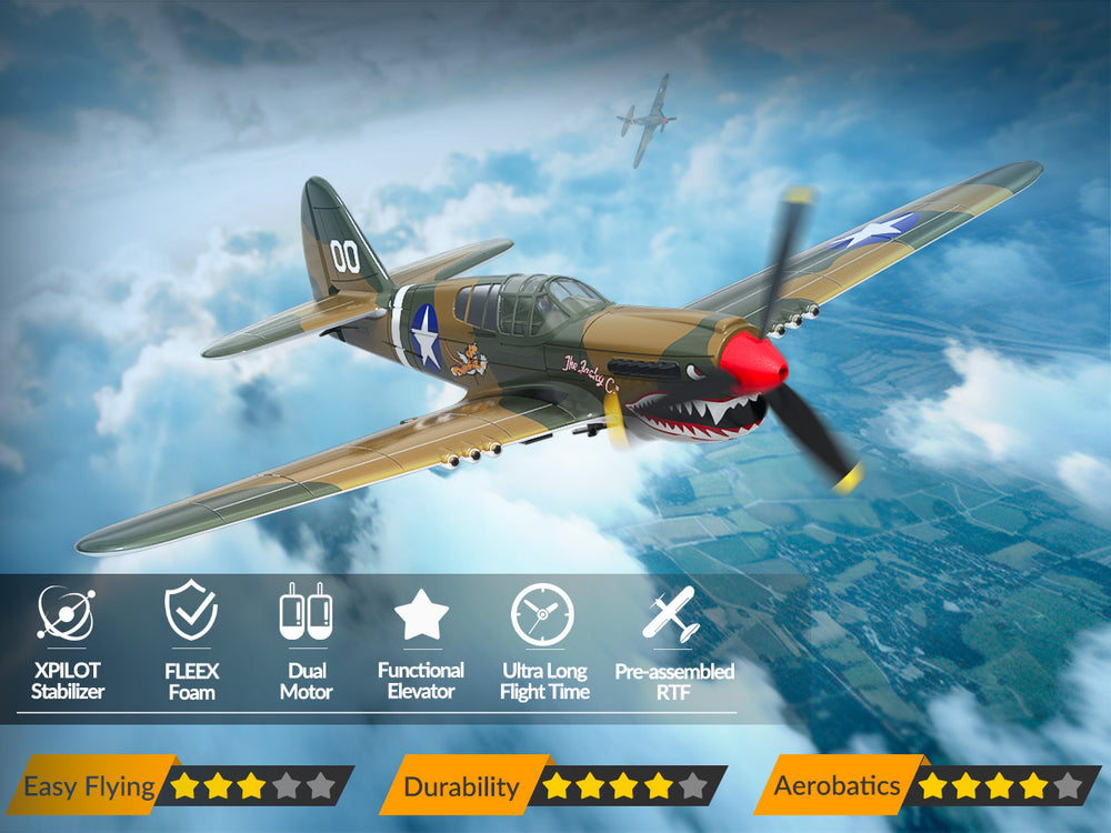 VOLANTEXRC P40 Warhawk RC プレーン 4CH RTF (XPilot 安定化機能付き)