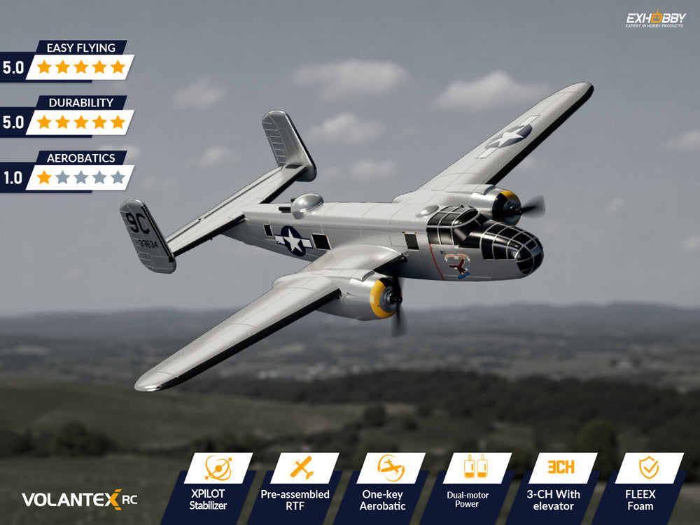 VOLANTEXRC B25 Mitchell RC Plane (RTF) 3CH 400mm for Beginners