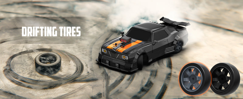 RACENT 1:16 RC ドリフトカー、2.4Ghz 4WD 18KM/H リモートコントロールカー、スプレーミスト付き、バッテリー 2 本