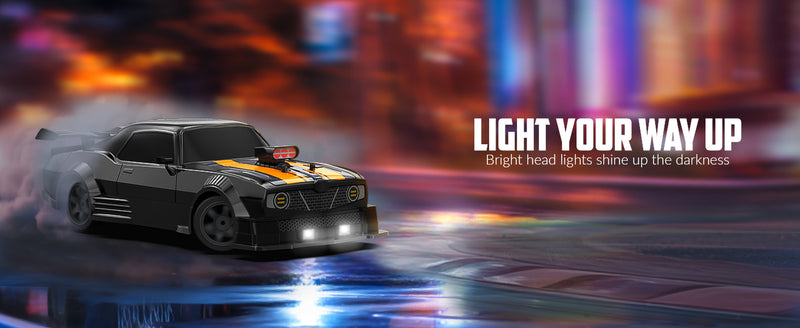 RACENT 1:16 RC ドリフトカー、2.4Ghz 4WD 18KM/H リモートコントロールカー、スプレーミスト付き、バッテリー 2 本