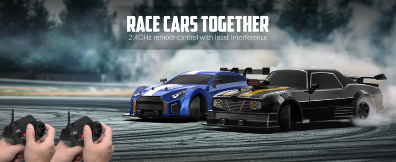 RACENT 1:16 RC ドリフトカー、2.4Ghz 4WD 18KM/H リモートコントロールカー、スプレーミスト付き、バッテリー 2 本