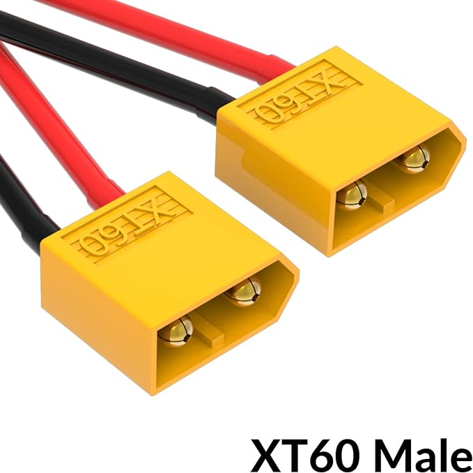 SUPULSE 2pc XT60 Y Splitter Cable, 1 Female to 2 Male for RC Planes-EXHOBBY LIMITED.