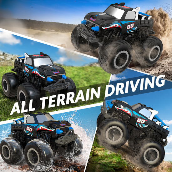 STEMTRON Amphibious Remote Control Car 1:20 All Terrain Off-Road Waterproof RC Monster Truck(Blue）-EXHOBBY LIMITED.