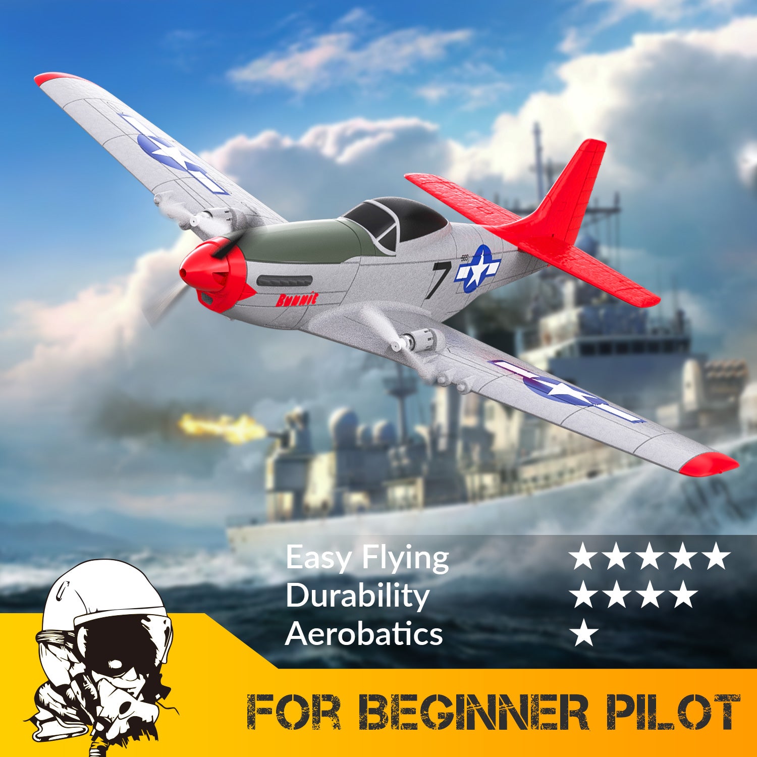 VolantexRC P51D Mustang 2CH RC Airplane with Gyro - EXHOBBY