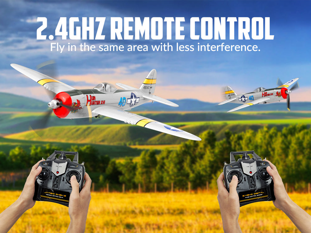VOLANTEXRC P47 サンダーボルト RC飛行機 RTF - ジャイロ搭載4チャンネル戦闘機 & デュアルアラーム（電池2個使用）