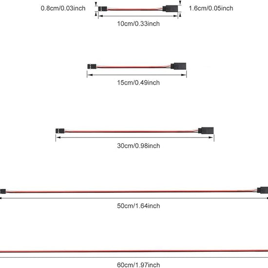 30-Piece Male to Female Servo Extension Cable Set 5 Sizes-EXHOBBY LIMITED.
