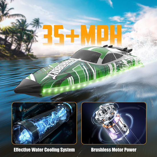 VOLANTEXRC Arrobolt Lumen S Brushless 35+MPH Full Proportional Boat GREEN (79706)-EXHOBBY LIMITED.