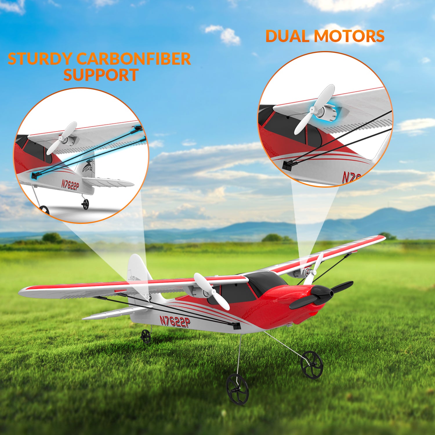 VOLANTEXRC Sport Cub S2 RC Plane with Gyro Stabilization System Ready to Fly for Beginners, 2.4Ghz 2-CH Remote Control Airplane RTF  (762-2)