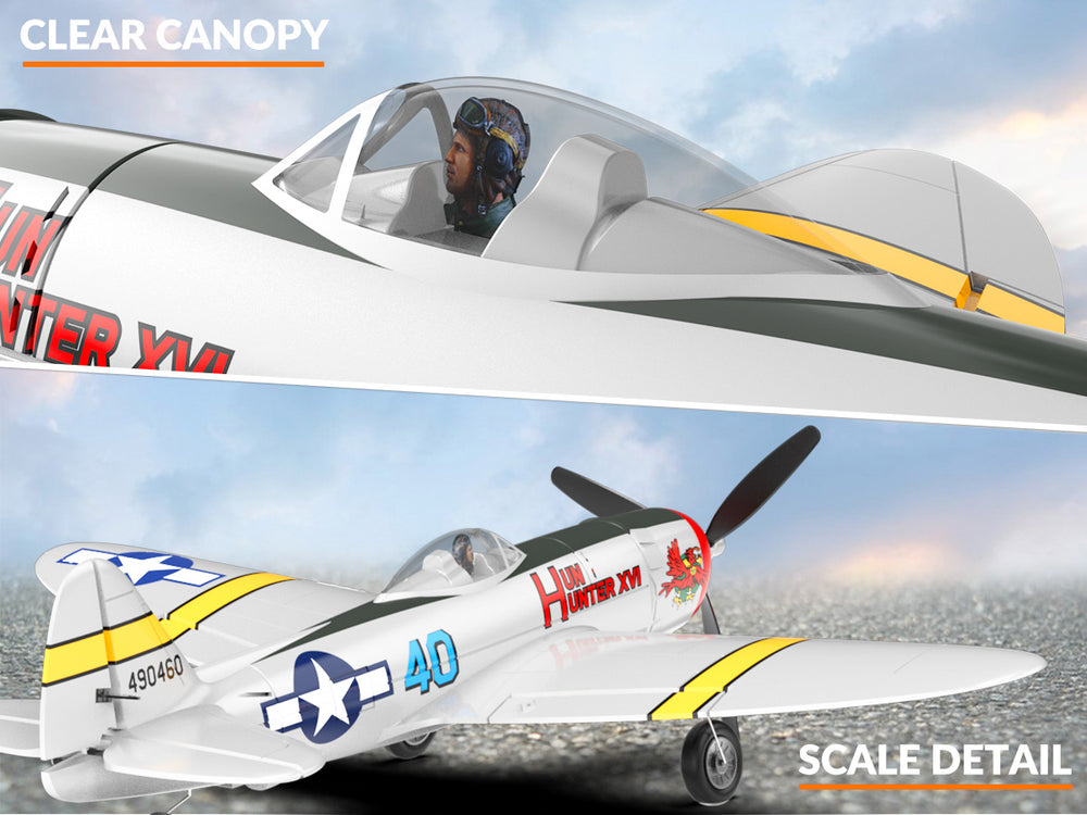 VOLANTEXRC P47 サンダーボルト RC飛行機 RTF - ジャイロ搭載4チャンネル戦闘機 & デュアルアラーム（電池2個使用）