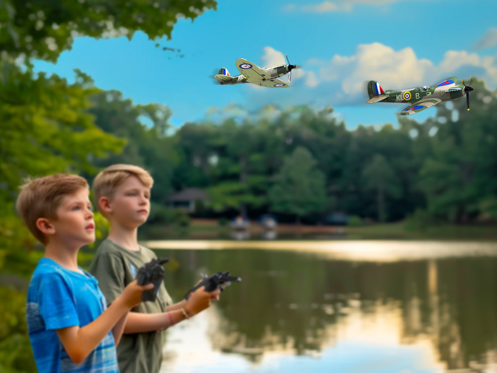 VOLANTEXRC P-51D Mustang 4-Chビギナー飛行機（Xpilotスタビライザー付き）-ワンキー曲技飛行（761-5）RTF