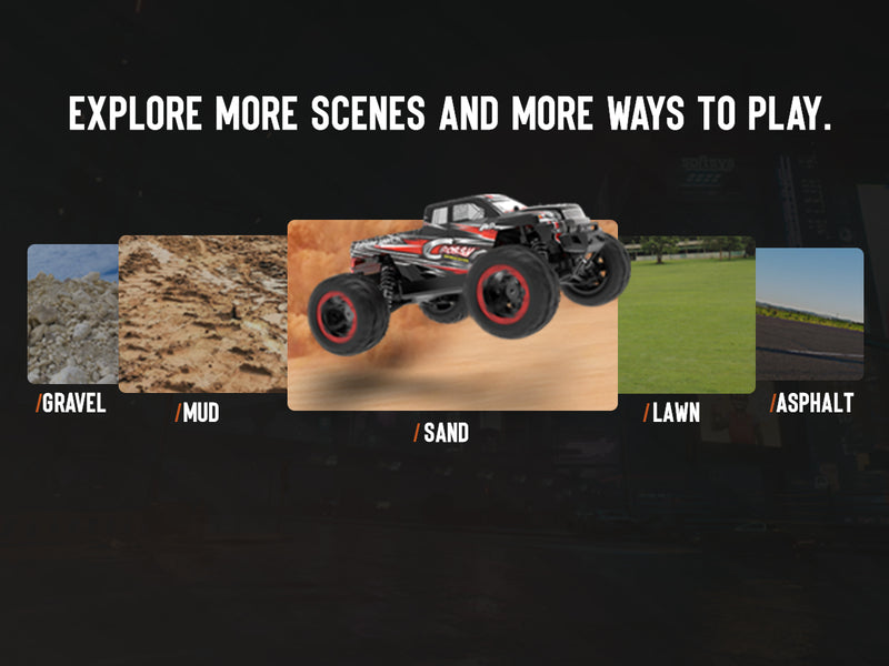 VOLANTEXRCリモートコントロールカー4WDオフロードRCモンスタートラック1:16スケール30MPH高速オールテレーンRC車両（子供または大人用）（785-5）（赤）