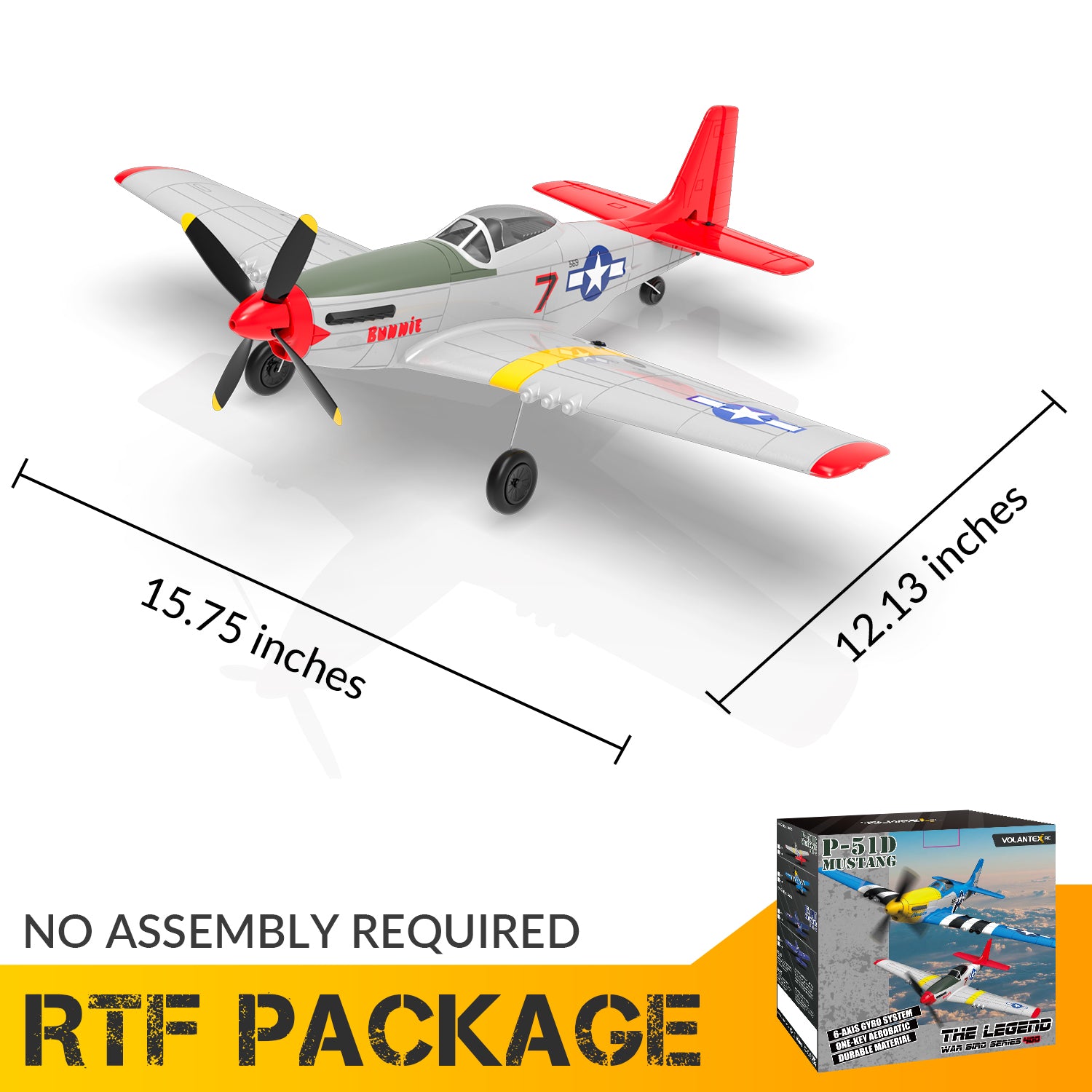 P51D Mustang Beginner RC Airplane with Gyro | VOLANTEXRC OFFICIAL