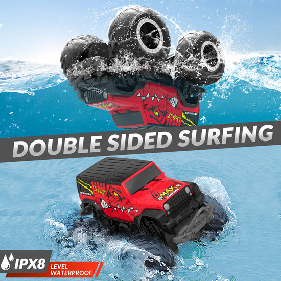 STEMTRON Amphibious Remote Control Car 1:20 All Terrain Off-Road Waterproof RC Monster Truck(Red)-EXHOBBY LIMITED.