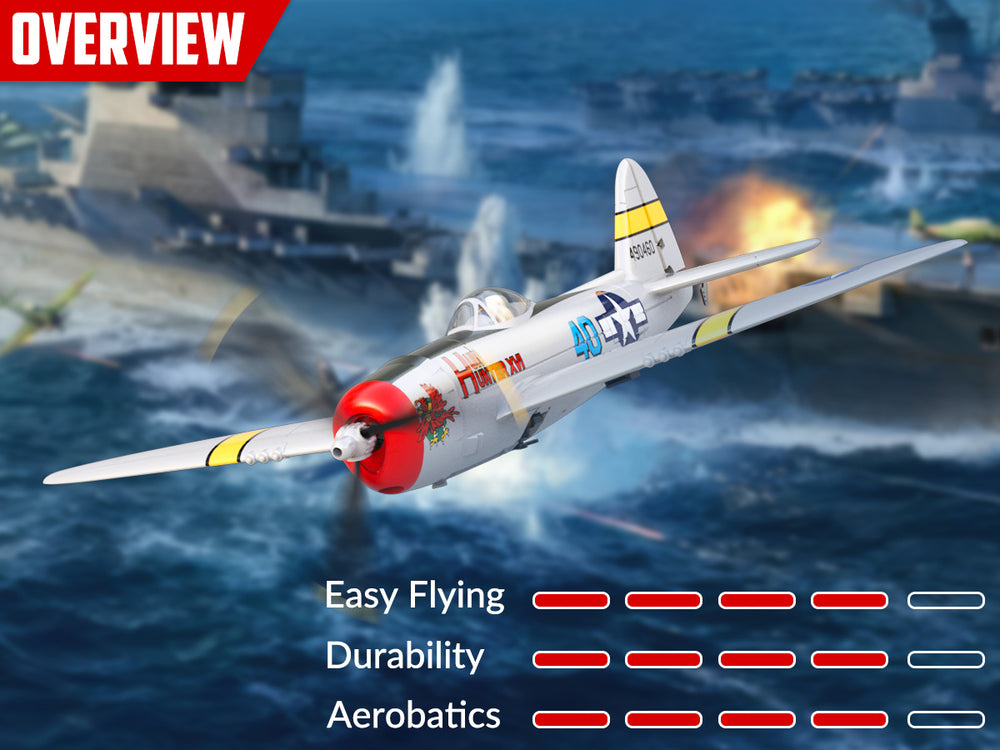 VOLANTEXRC P47 サンダーボルト RC飛行機 RTF - ジャイロ搭載4チャンネル戦闘機 & デュアルアラーム（電池2個使用）