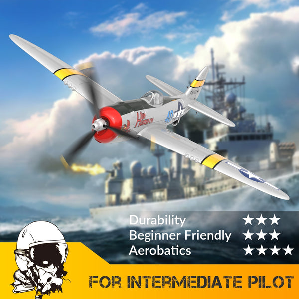 VOLANTEXRC P-51D Mustang 4-Chビギナー飛行機（Xpilotスタビライザー付き）-ワンキー曲技飛行（761-5）RTF