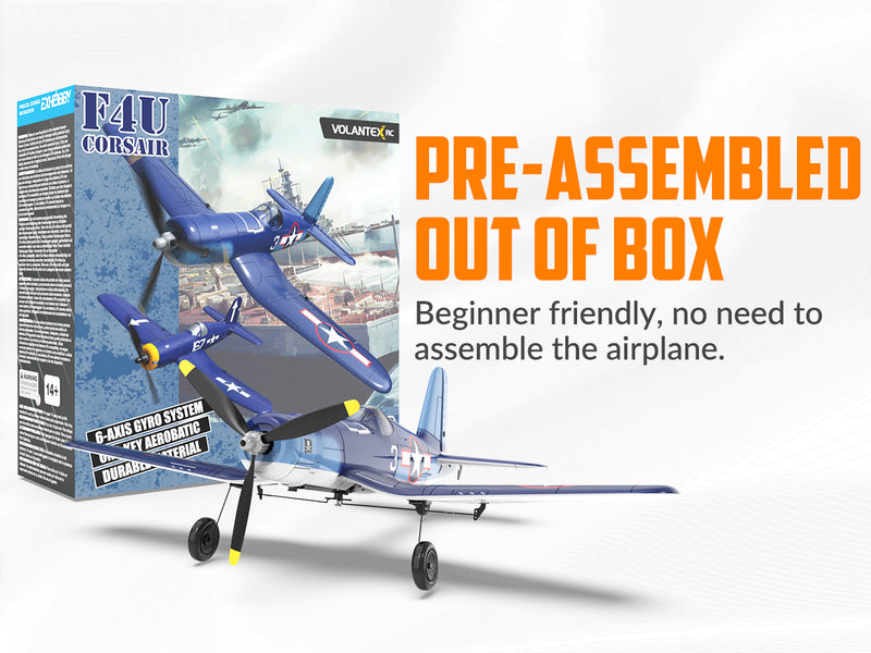 VOLANTEXRC Corsair F4U V2 (RTF) 4CH 400mm ワンキー曲技飛行 (15.7 インチ) 76108