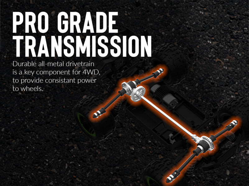 VOLANTEXRCリモートコントロールカー4WDオフロードRCモンスタートラック1:16スケール30MPH高速オールテレーンRC車両（子供または大人用）（785-5）（赤）