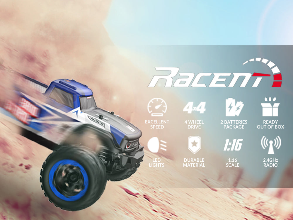 VOLANTEXRCリモートコントロールカー4WDオフロードRCモンスタートラック1:16スケール30MPH高速オールテレーンRC車両（子供または大人用）（785-5）（緑）