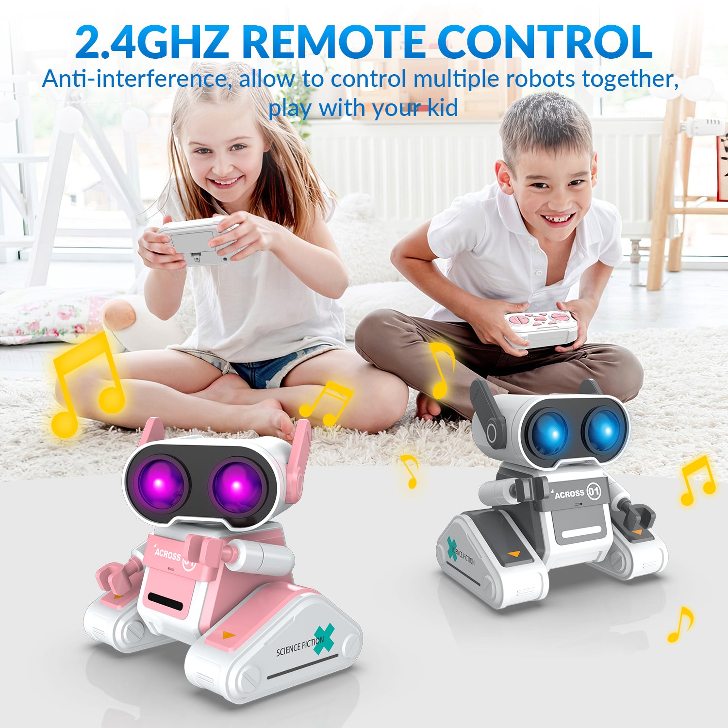 STEMTRON Rechargeable RC Robot Toys with Auto Demo, Dance Moves, Music for Kids (Pink)-EXHOBBY LIMITED.