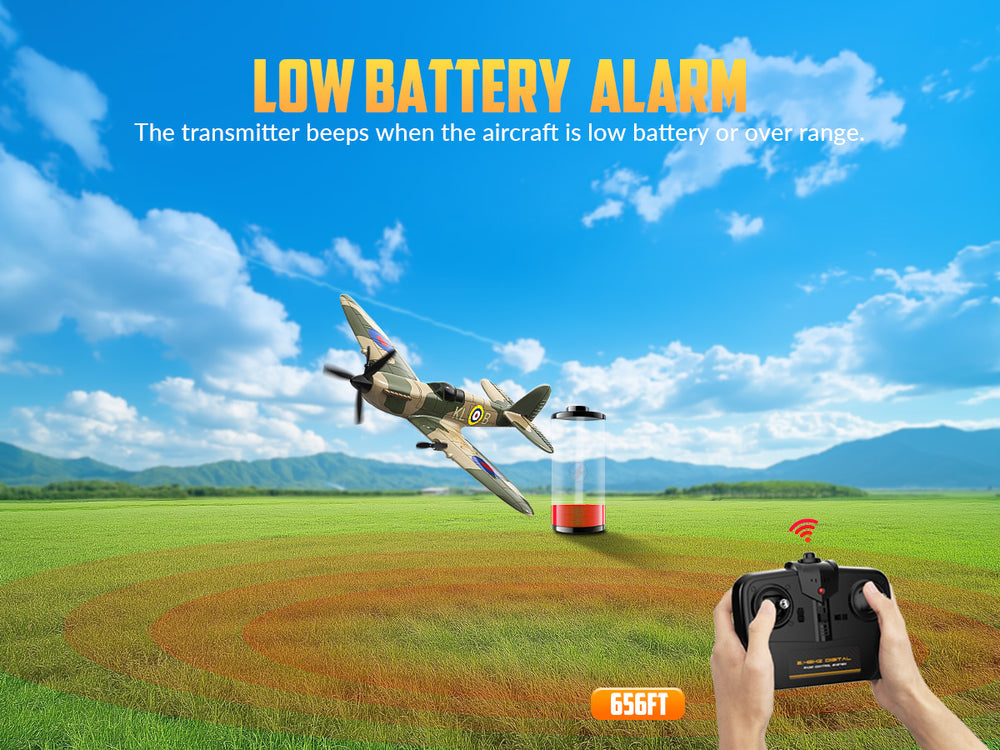 VOLANTEXRC 76205 スピットファイア RC 飛行機 RTF - 400mm 3CH WWII ウォーバード XPilot ジャイロ スタビライザー付き