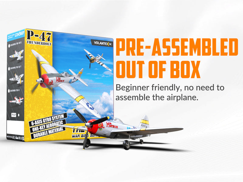 VOLANTEXRC P47 サンダーボルト (RTF) 4CH 400mm ジャイロ付き (15.7 インチ) 76116