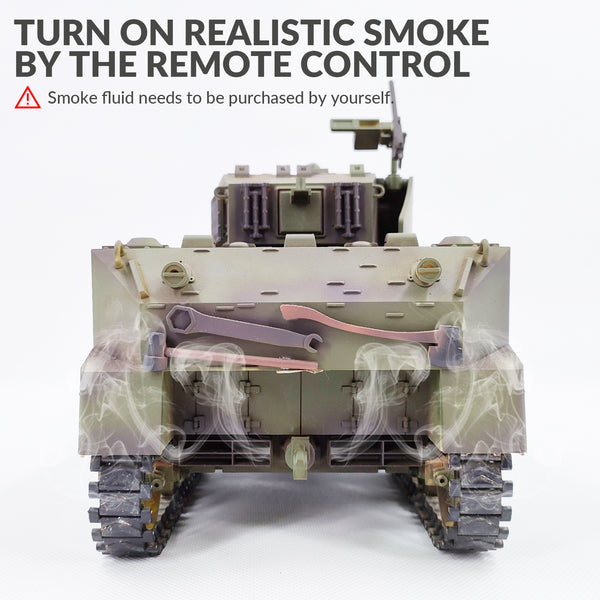 RACENT 1:16 RC タンク US M5A1 スチュアート、スモーク付き、バレルリフティング、砲塔回転 360 度、射撃禁止