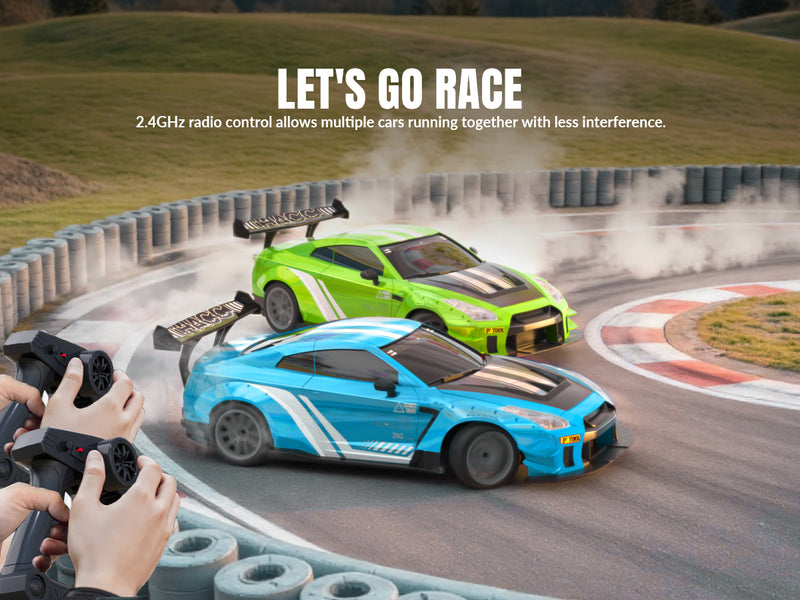 Racent 1:20 RCドリフトカー4WD、LEDライト、2バッテリー青