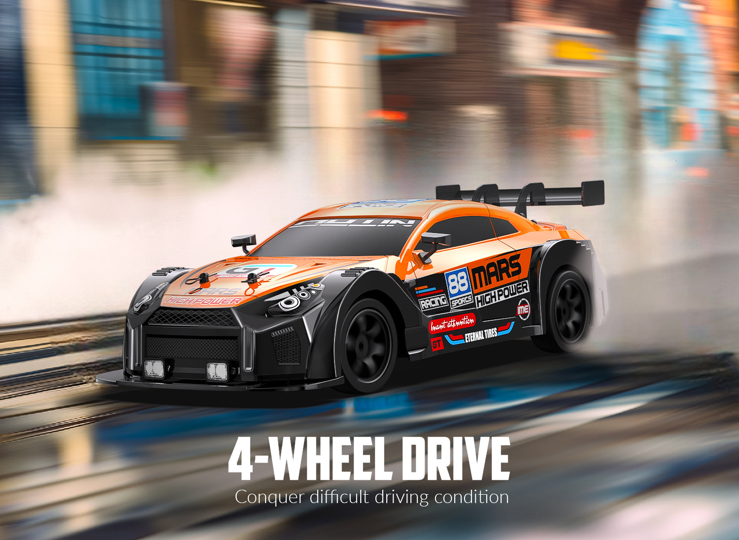 RACENT 1:16 RC Drift Car 4WD 18KM/H, 2 Batteries, Sport Model Toys Vehicle for Kids, Boys, Adults-EXHOBBY LIMITED.