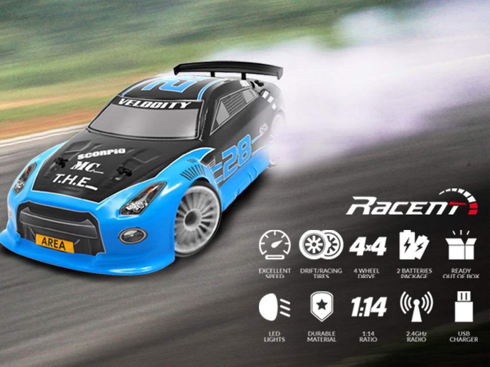 VOLANTEXRC 1:14スケール高速リモートコントロールスポーツレーシングドリフトカーRTR、LEDライト付き