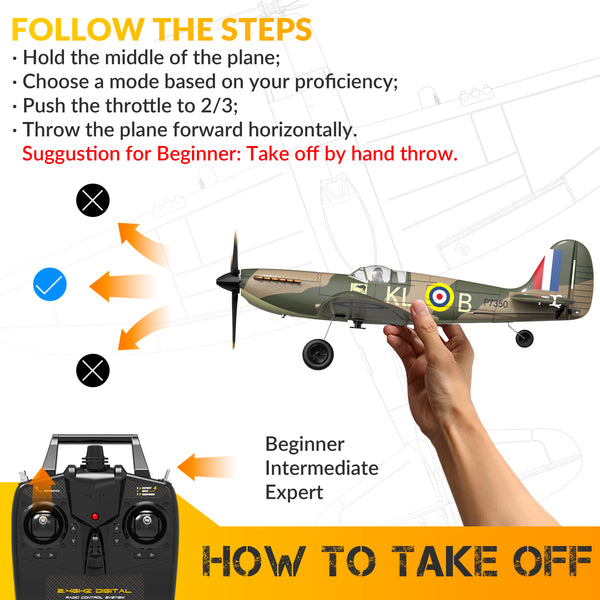 VOLANTEXRC P-51D Mustang 4-Chビギナー飛行機（Xpilotスタビライザー付き）-ワンキー曲技飛行（761-5）RTF