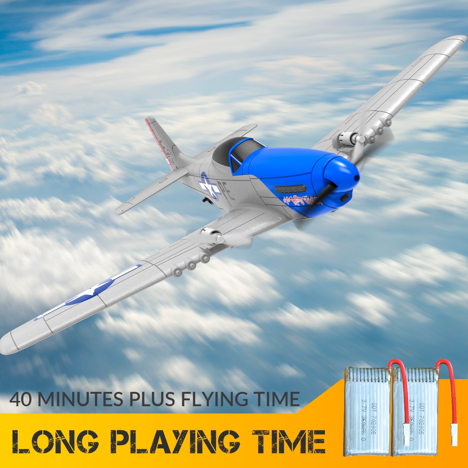 VOLANTEXRC P51D Mustang 2 Channels RC Beginner Airplane with Gyro Stabilizer Easy Fly-EXHOBBY LIMITED.