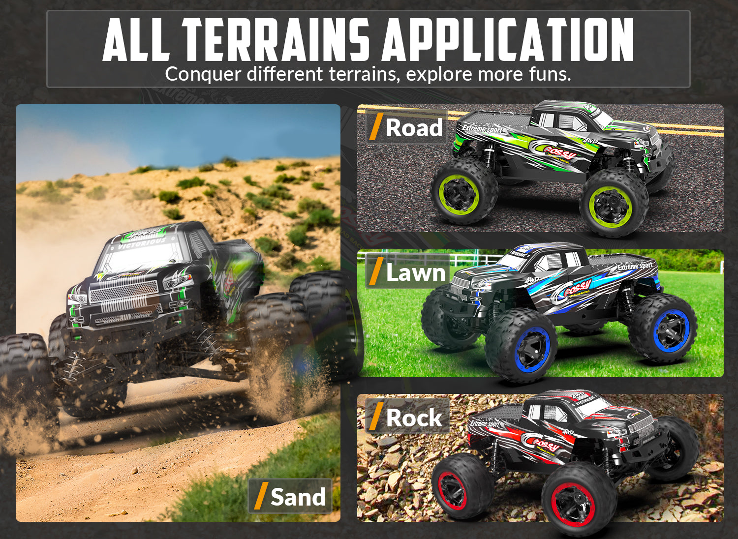 Crossy 1:16 Scale High Speed All Terrain RC Car | VOLANTEXRC OFFICIAL