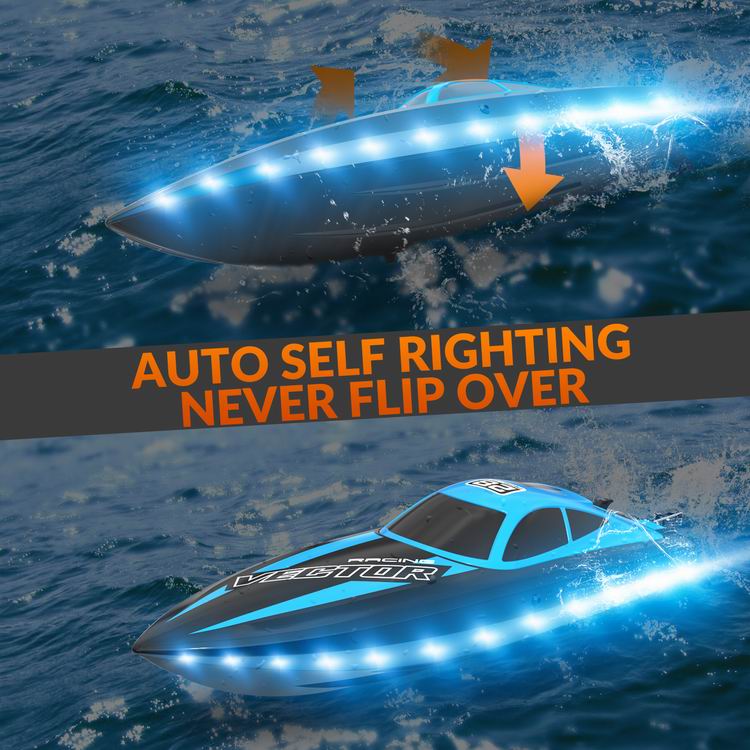 VOLANTEXRC Vector Lumen RC Toy Boat 20mph Fast for Kids Pools Lakes LED Lights Fun Toys-EXHOBBY LIMITED.