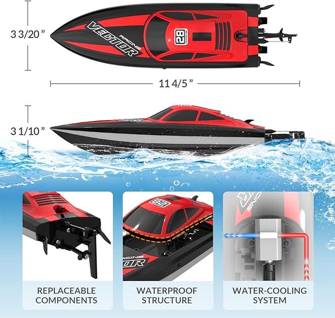 VOLANTEXRC Vector Lumen RC Electric Boats for Pools 20mph LED Lights Fun Toy Boat-EXHOBBY LIMITED.