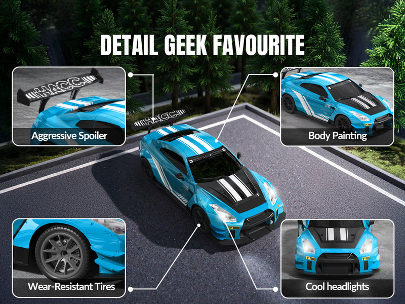 Racent 1:20 RCドリフトカー4WD、LEDライト、2バッテリー青