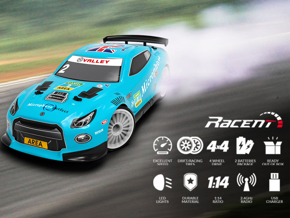 VOLANTEXRC 1:14スケール高速リモートコントロールスポーツレーシングドリフトカーRTR、LEDライト付き