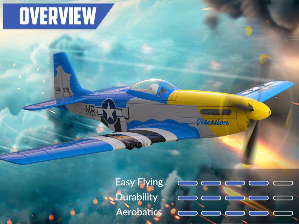 4 チャンネル P-51 マスタング RC 飛行機 RTF エクスパイロット ジャイロ付き - VOLANTEXRC
