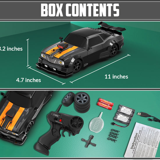 RACENT 1:16 RC Drift Car, 2.4Ghz 4WD 18KM/H Remote Control Car with Spray Mist, 2 Batteries-EXHOBBY LIMITED.