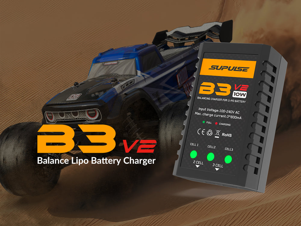 SUPULSELiPoバッテリー充電器RCバランス充電器AC7.4-11.1V2S-3S10WアップグレードバージョンB3ACProコンパクト充電器Lipo充電器（B3V2）