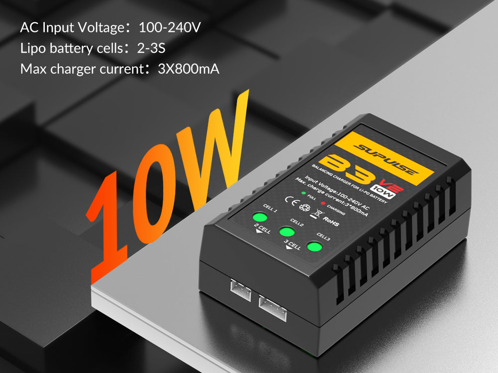 SUPULSELiPoバッテリー充電器RCバランス充電器AC7.4-11.1V2S-3S10WアップグレードバージョンB3ACProコンパクト充電器Lipo充電器（B3V2）