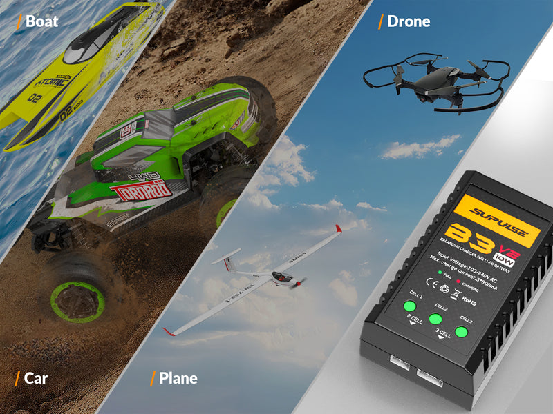 SUPULSELiPoバッテリー充電器RCバランス充電器AC7.4-11.1V2S-3S10WアップグレードバージョンB3ACProコンパクト充電器Lipo充電器（B3V2）