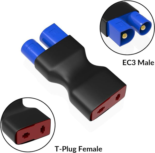 4pc T Plug to EC3 Adapters for RC Servo & Receiver Connections