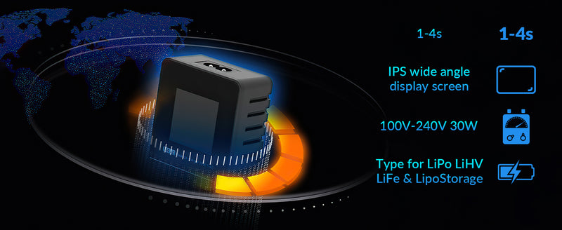 SUPULSE M4AC Lipo Balance Charger-30W 1-4S AC 100-240V for LiPo/LiHV/LiFe Batteries