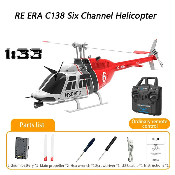 Helicopter C138 1:33 Six Channel Single Paddle Aileron