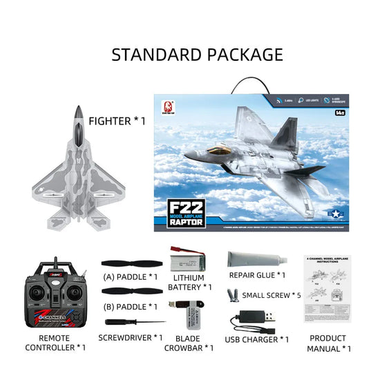 Bm22 RC F22 plane raptor 4ch Large Fighter Jet Fixed-wing Remote Control Foam Glider rtf-EXHOBBY LIMITED.