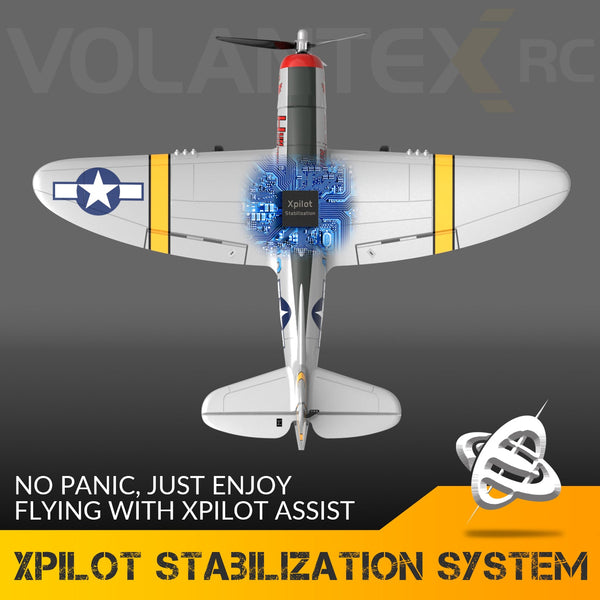 VOLANTEXRC P-51D Mustang 4-Chビギナー飛行機（Xpilotスタビライザー付き）-ワンキー曲技飛行（761-5）RTF