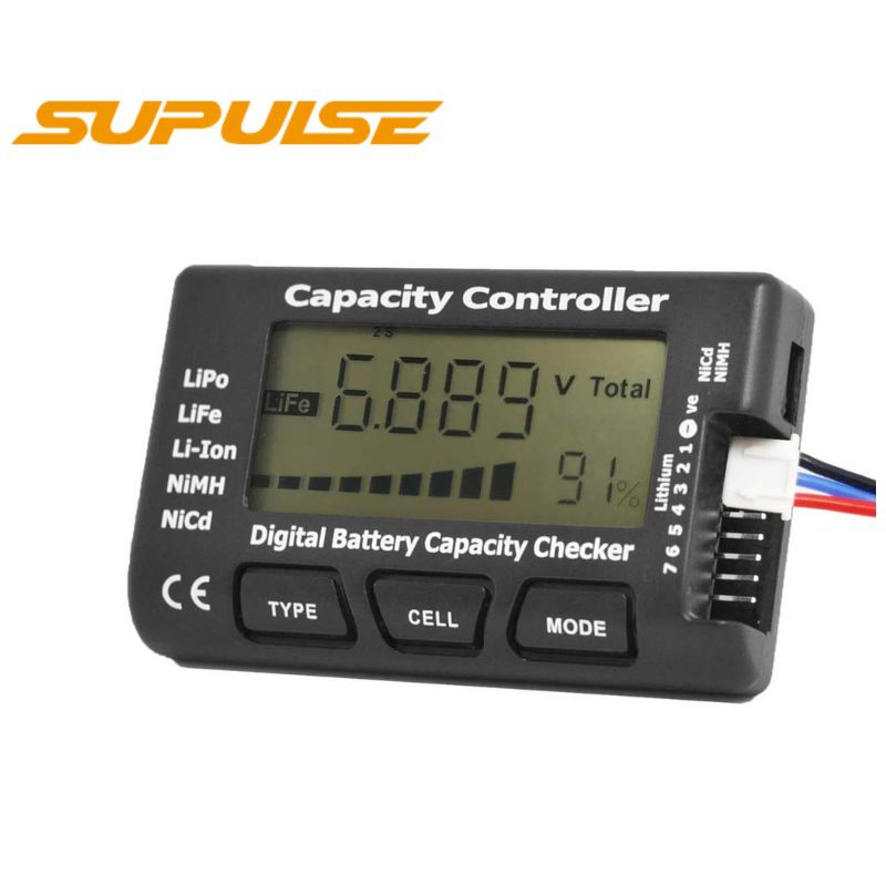 Capacity Controller CELLMeter-7 Digital Battery Capacity Checker Battery Balancer Tester LCD for LiPo-Life-Li-ion-NiCd-NiMH - EXHOBBY